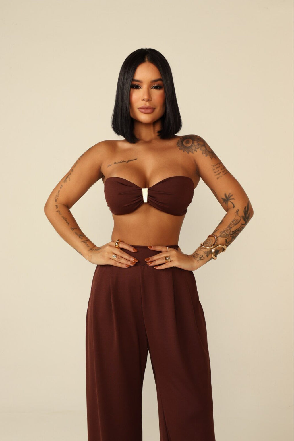 Morena Brazil - Conjunto Pantalona Efeito Silicone Juju